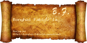 Bonyhai Fabióla névjegykártya